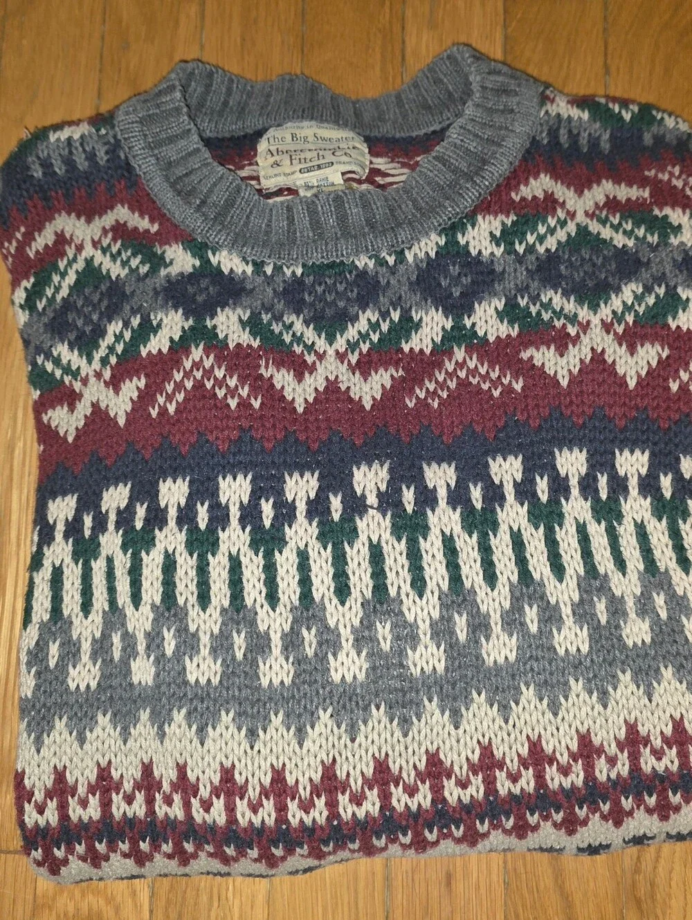 VINTAGE Y2K ABERCROMBIE & FITCH Men's Multicolor Fair Isle Crewneck Sweater XL